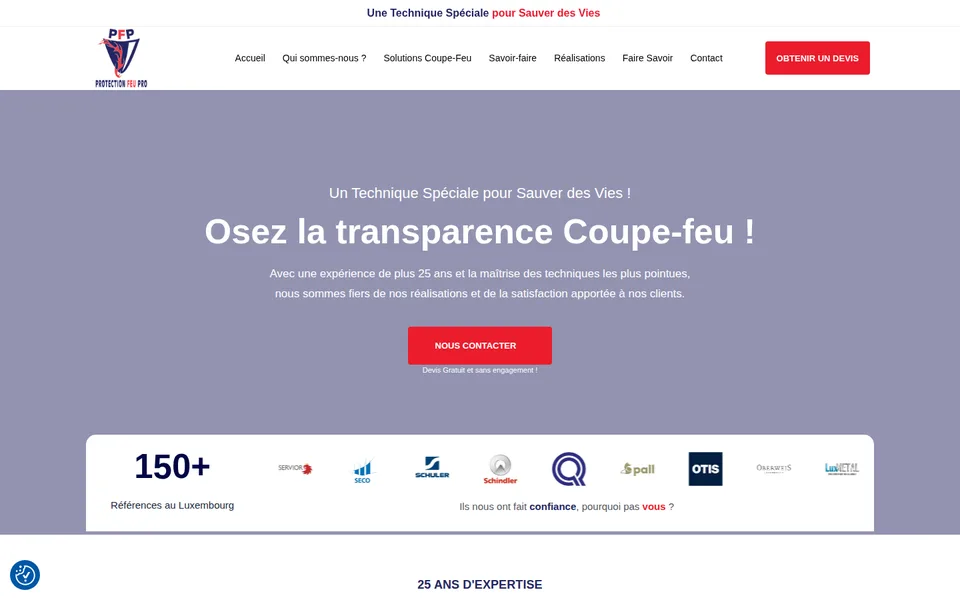 Page d'accueil du site PFP