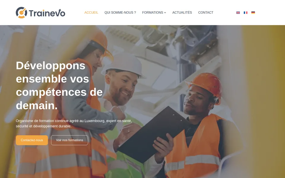 Page d'accueil du site Trainevo